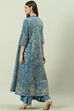 Blue Art Silk with Cape Printed Dress image number 4