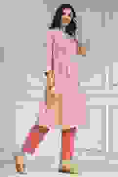 Coral Cotton Printed A-Line Kurta image number 4