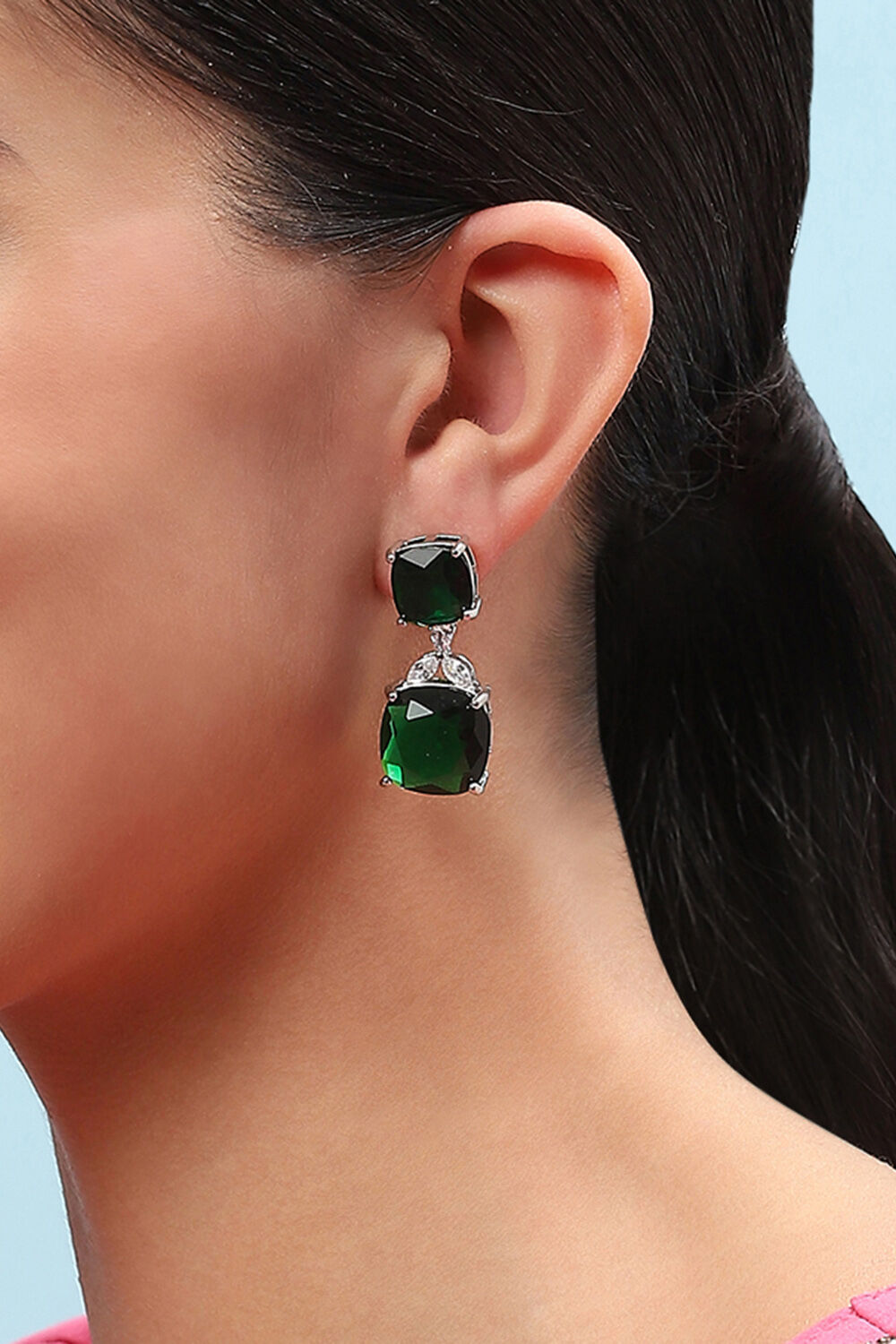 Green Brass Earrings image number 3