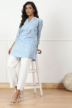 Off White Cotton Straight Pants image number 0