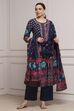 Navy Cotton Anarkali Printed Suit Set image number 0