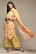 Yellow Art Silk Straight Kurta Narrow Pants Suit Set