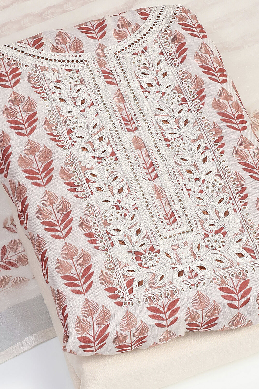 Black Linen Blend Machine Embroidered Unstitched Suit Set image number 6