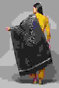 Navy Cotton Blend Yarndyed Dupatta image number 3