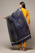 Navy Cotton Blend Yarndyed Dupatta image number 3