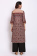 Muddy Pink Cotton Kalamkari Printed Kurta image number 5