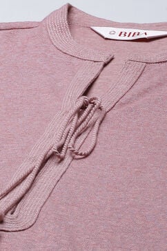 Blush Pink Straight Poly Cotton Kurta image number 1