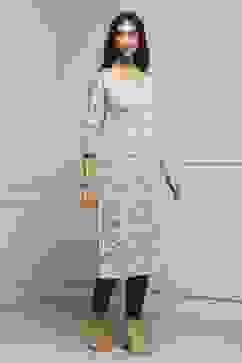 Cream Cotton Kurta image number 4