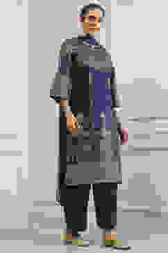 Blue Printed Straight Suit Set image number 5