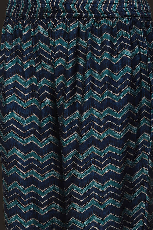 Blue Printed Straight Suit Set image number 2