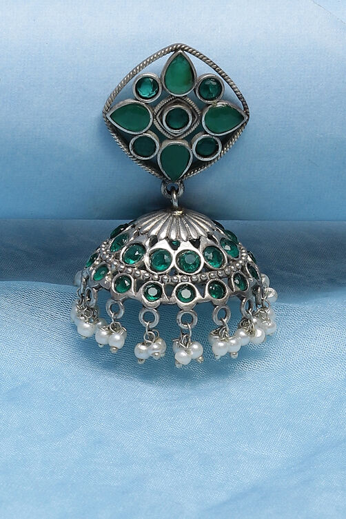 Green Oxidised Jhumkis image number 2