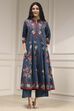 Blue Cotton Printed Anarkali Suit Set image number 6