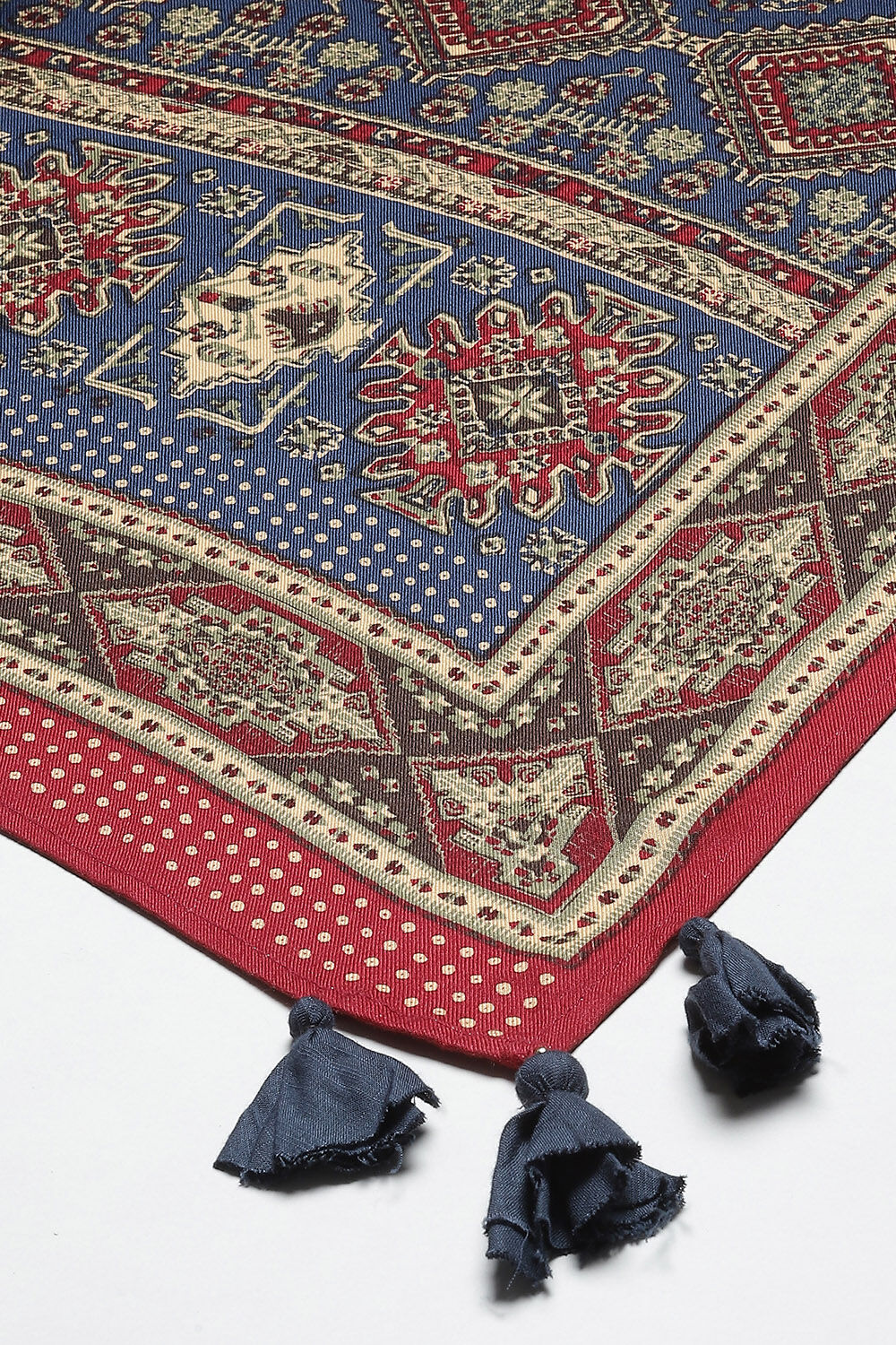 Navy LIVA A-Line Kurta Palazzo Suit Set image number 6