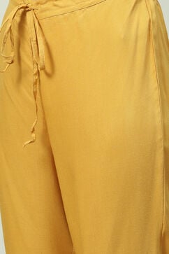 Mustard LIVA Kalidar Kurta Pant Suit Set image number 2