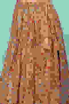 Orange Cotton Straight Printed Kurta Skirt Suit Set image number 2