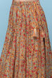 Orange Cotton Straight Printed Kurta Skirt Suit Set image number 2