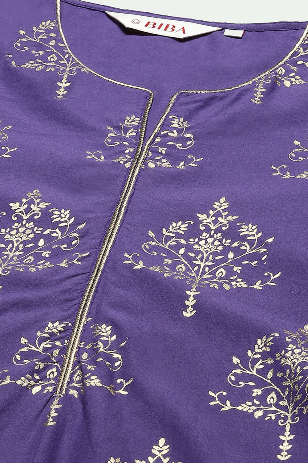 Magenta Cotton Printed Straight Suit Set image number 2