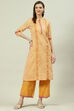 Yellow Printed Cotton A-Line Kurta Palazzo Suit Set image number 6