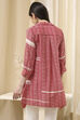 Coral Red Printed Asymmetric Short Kurta image number 3