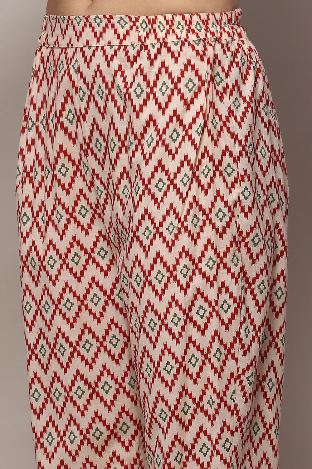 Red Cotton Unstitched Suit set image number 4