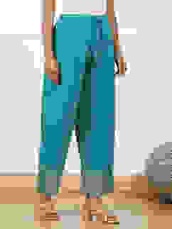 Blue Jacquard Solid Straight Palazzo Pants image number 3