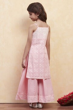 Pink Cotton Straight Suit Set image number 4