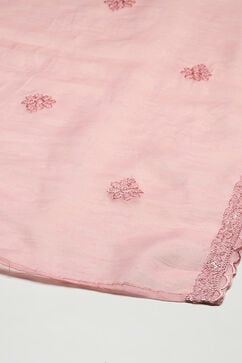 Dusty Pink Linen Blend Unstitched Suit Set image number 4