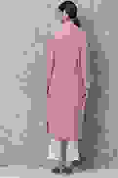 Blush Pink Cotton Straight Printed Kurta image number 4