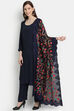 Navy Blue Crape Easy Stitch Suit Set image number 2