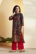 Blue Cotton Straight Kurta image number 2