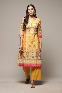 Yellow Cotton Straight 2 Piece Set image number 6