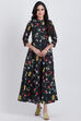 Black Poly Cotton Flared Dress image number 0