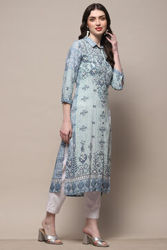 Ice Blue Rayon Straight Kurta image number 4