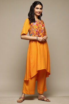 Orange Rayon Asymmetric Kurta Palazzo Suit Set image number 5