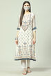Ecru LIVA Straight Printed Kurta image number 6