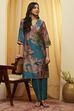 Turquoise Poly Viscose Straight Kurta