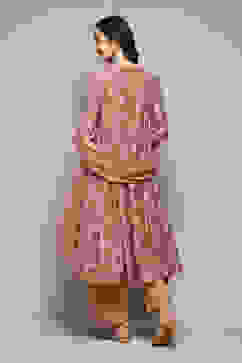 Peach Polyester Straight Kurta Palazzo Suit Set image number 4