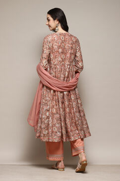 Peach Polyester Straight Kurta Palazzo Suit Set image number 4