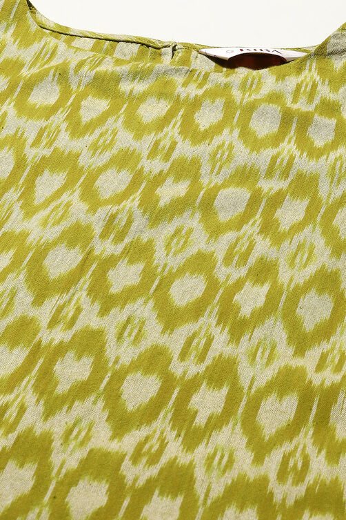 Olive Cotton IKAT Straight Yarndyed Kurta image number 1