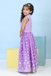 Purple Cotton Printed Straight Lehenga Set image number 5
