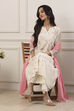 White Poly Chanderi Kalidar Suit Set