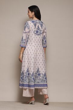 White Voile Kalidar Printed Kurta Palazzo Suit Set image number 5