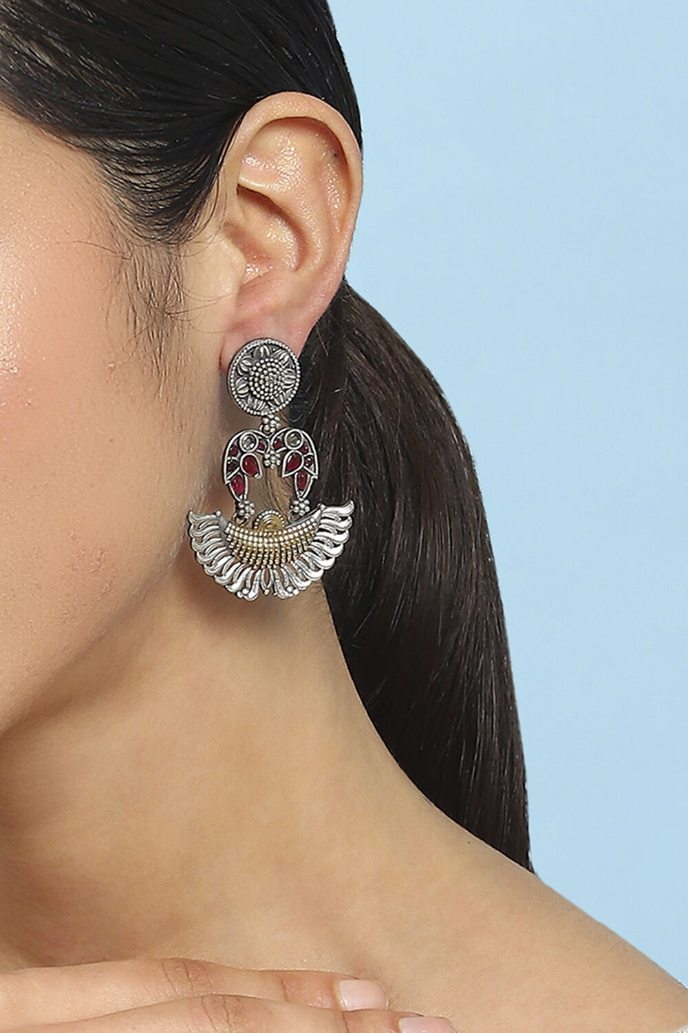 Pink Stone Embellished Earrings image number 1