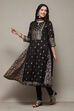 Off White Cotton Layered Printed Kurta Churidar Suit Set image number 0