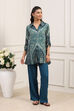 Teal LIVA Straight Printed Shirt image number 6