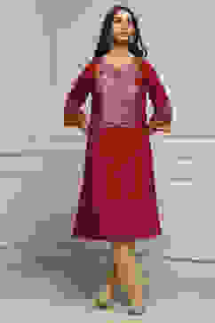 Red Cotton Straight Kurta image number 0