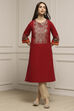 Red Cotton Straight Kurta