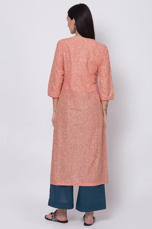 Peach Straight Kurta image number 4