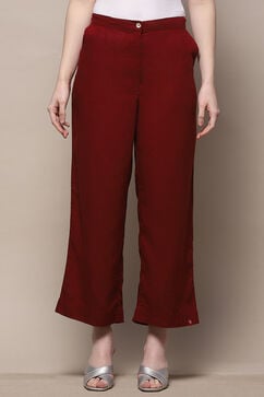 Maroon Cotton Relaxed Pant image number 5