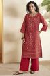 Red Cotton Straight Kurta